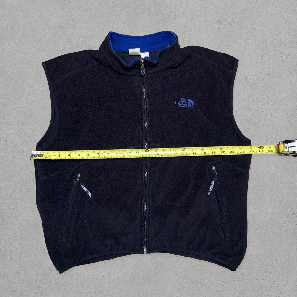 Vintage The North Face Fleece Vest Men's Large Black/Blue USA Made Hiking Vest